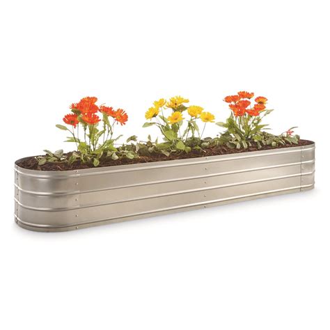 castlecreek oval galvanized steel planter box silver|large oval planter boxes.